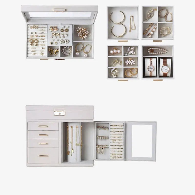 Transparent window leather jewelry armoire - Blade & Thread