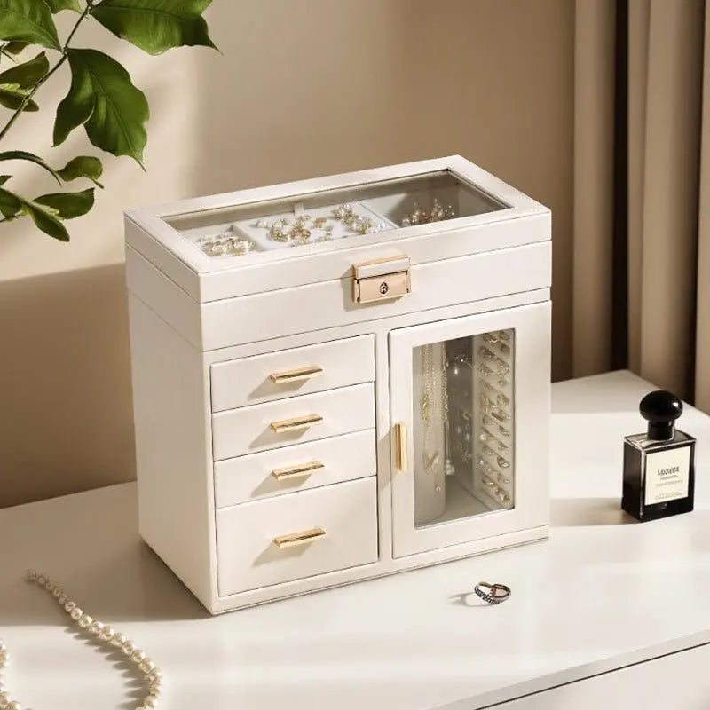 Transparent window leather jewelry armoire nowadaysfashion