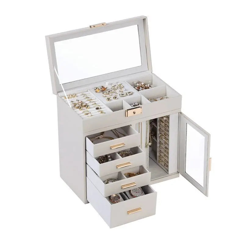 Transparent window leather jewelry armoire - Blade & Thread
