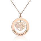 Tree of Life Engrave Name Necklace Silver Color Round Customized Pendants nowadaysfashion