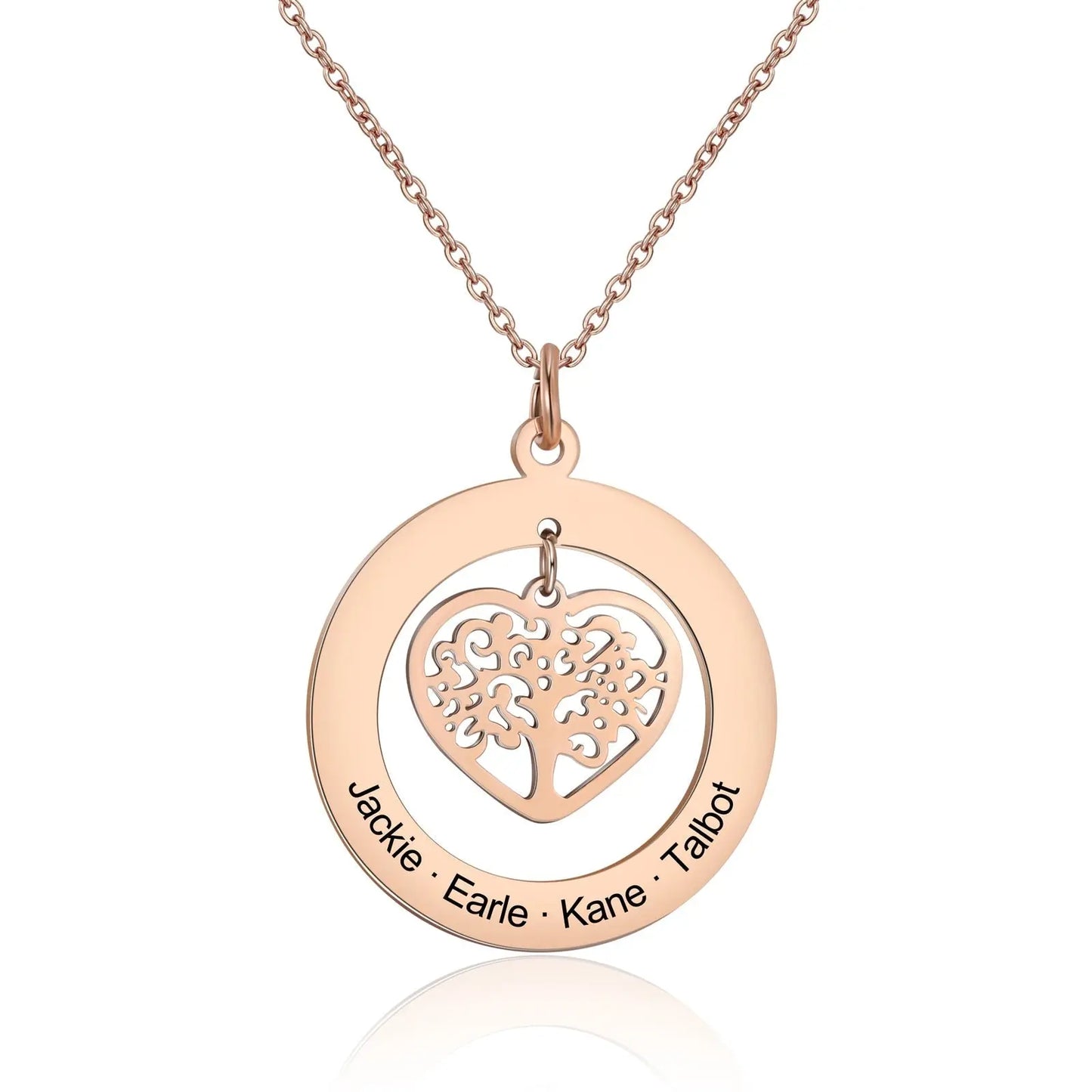 Tree of Life Engrave Name Necklace Silver Color Round Customized Pendants - Blade & Thread