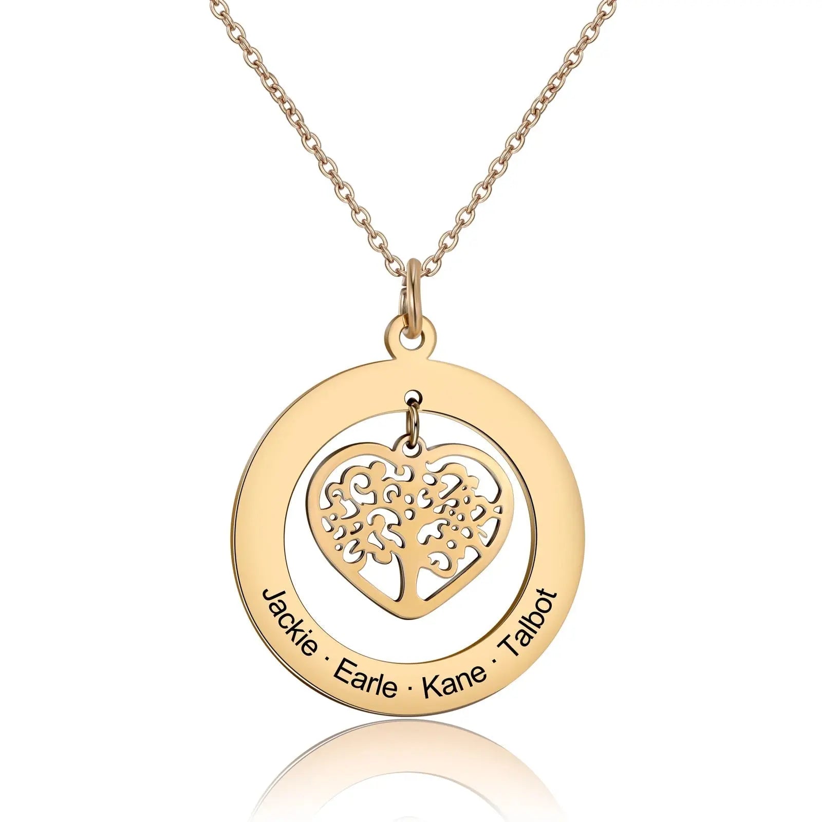 Tree of Life Engrave Name Necklace Silver Color Round Customized Pendants nowadaysfashion