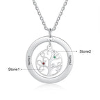 Tree of Life Name Necklace with Birthstone Name Engraved Pendant Family nowadaysfashion