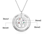 Tree of Life Name Necklace with Birthstone Name Engraved Pendant Family nowadaysfashion