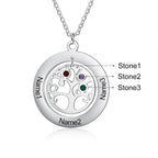 Tree of Life Name Necklace with Birthstone Name Engraved Pendant Family nowadaysfashion