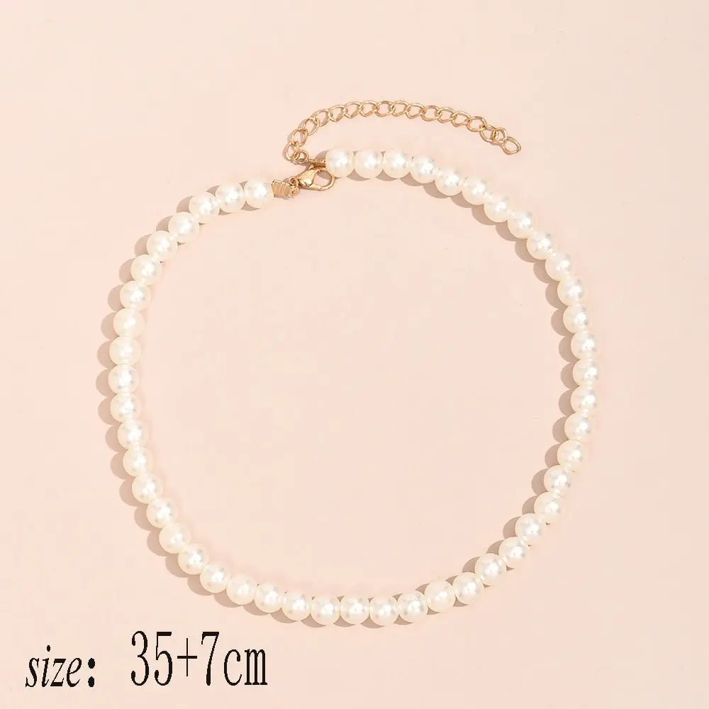 Trend Jewelry Wedding Big Pearl Necklace For Women Fashion White Imitation Pearl Choker - Blade & Thread