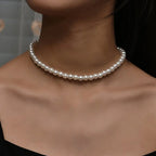 Trend Jewelry Wedding Big Pearl Necklace For Women Fashion White Imitation Pearl Choker nowadaysfashion