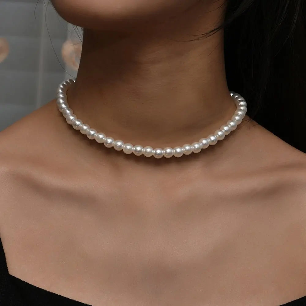 Trend Jewelry Wedding Big Pearl Necklace For Women Fashion White Imitation Pearl Choker - Blade & Thread