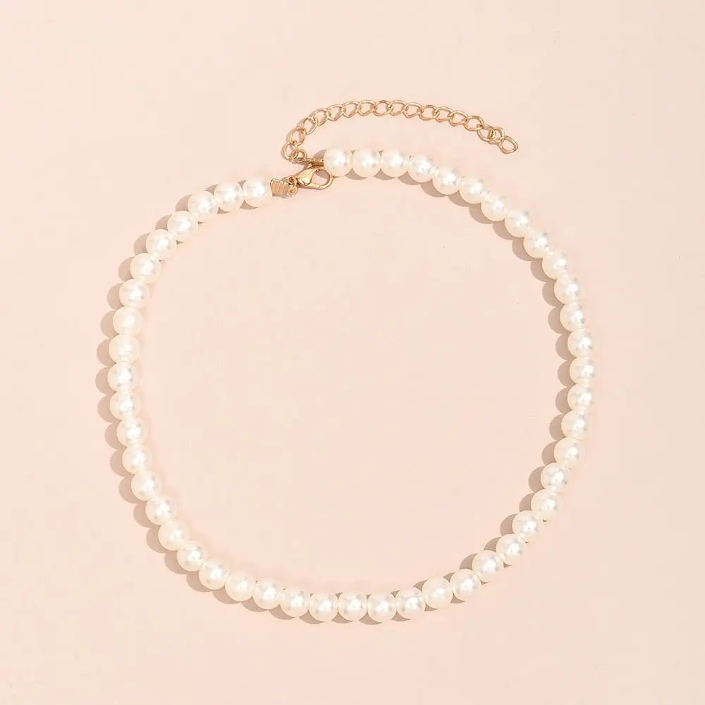 Trend Jewelry Wedding Big Pearl Necklace For Women Fashion White Imitation Pearl Choker nowadaysfashion