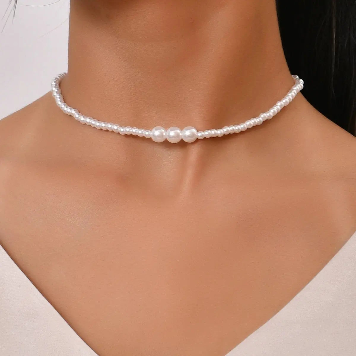 Trend Jewelry Wedding Big Pearl Necklace For Women Fashion White Imitation Pearl Choker - Blade & Thread