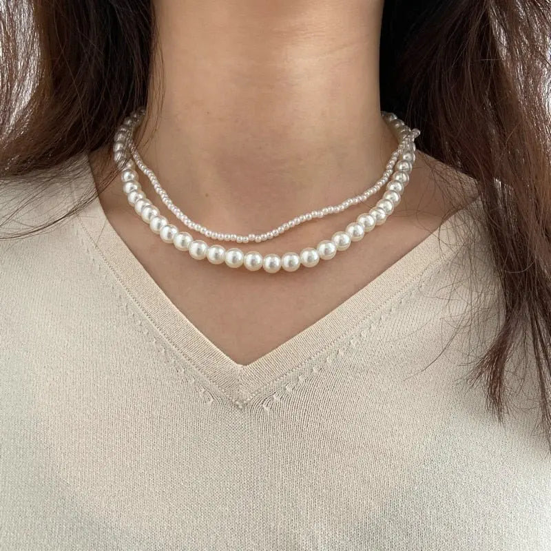 Trend Jewelry Wedding Big Pearl Necklace For Women Fashion White Imitation Pearl Choker nowadaysfashion