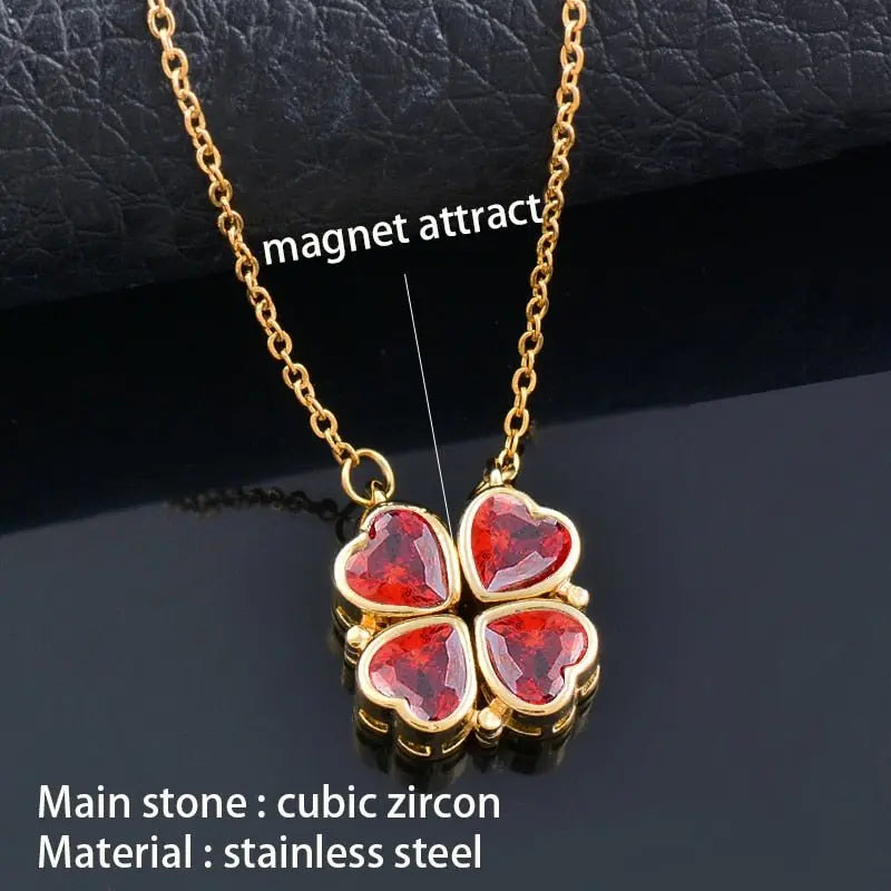 Trendy Flower Magnetic Attract Together Pendant Necklace - Blade & Thread