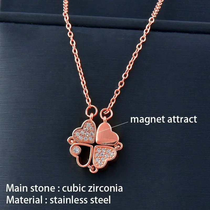Trendy Flower Magnetic Attract Together Pendant Necklace nowadaysfashion