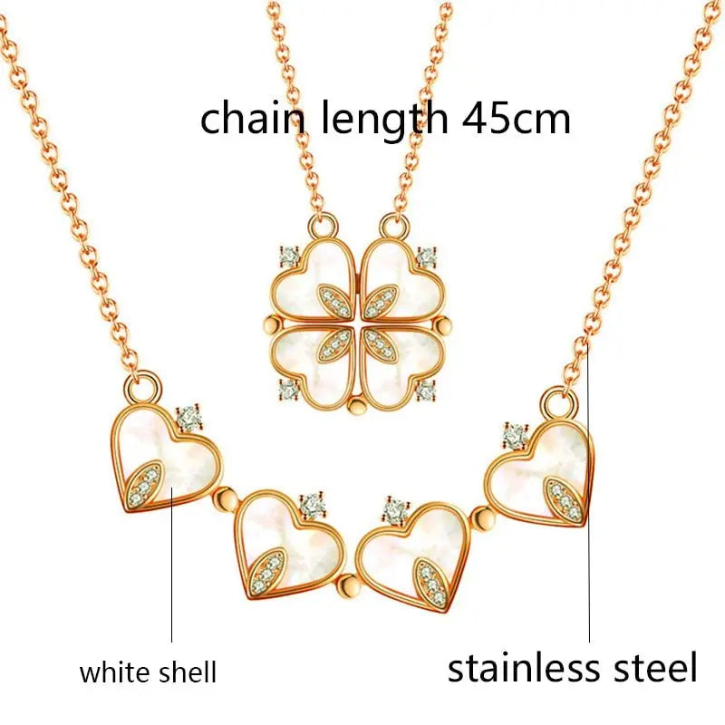 Trendy Flower Magnetic Attract Together Pendant Necklace - Blade & Thread