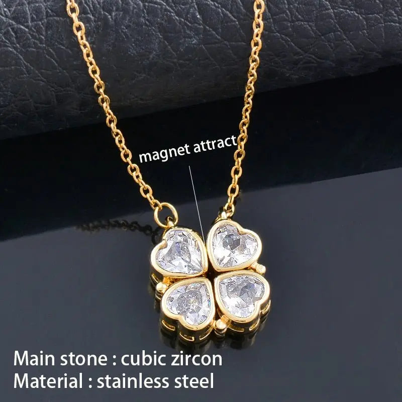Trendy Flower Magnetic Attract Together Pendant Necklace - Blade & Thread