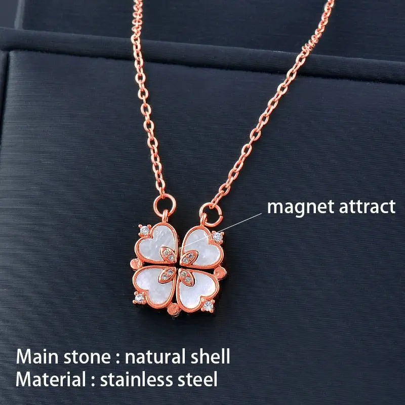 Trendy Flower Magnetic Attract Together Pendant Necklace - Blade & Thread
