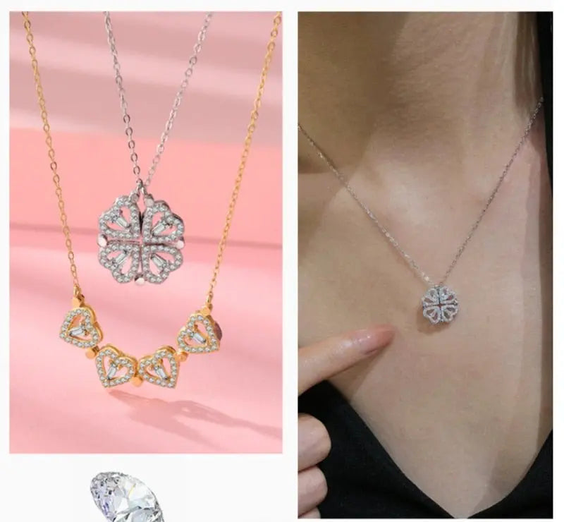 Trendy Flower Magnetic Attract Together Pendant Necklace nowadaysfashion