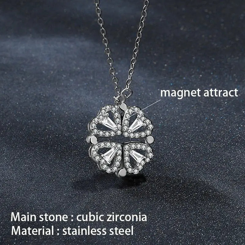 Trendy Flower Magnetic Attract Together Pendant Necklace - Blade & Thread