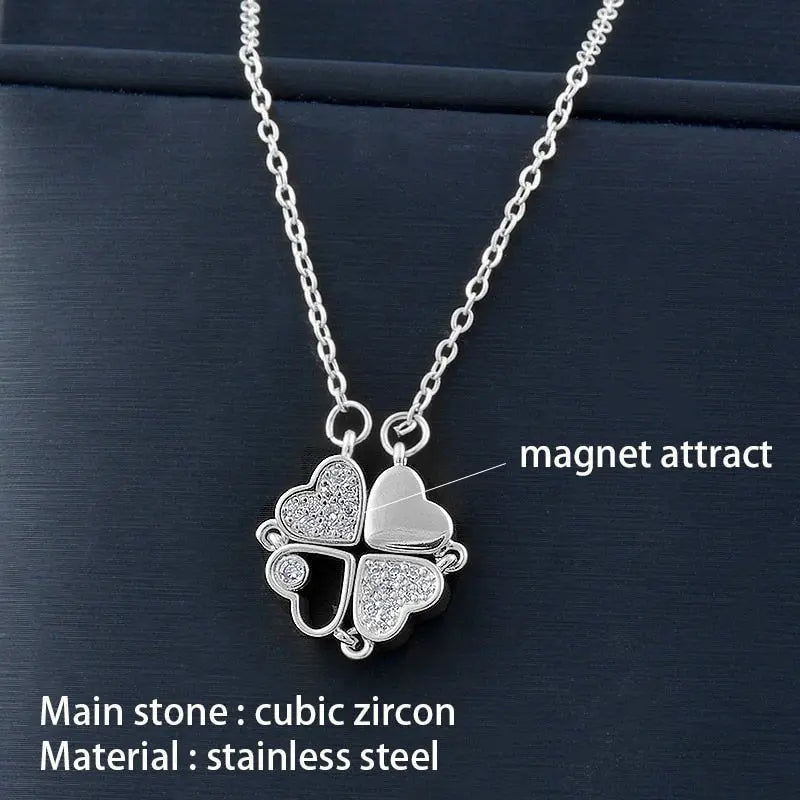 Trendy Flower Magnetic Attract Together Pendant Necklace - Blade & Thread