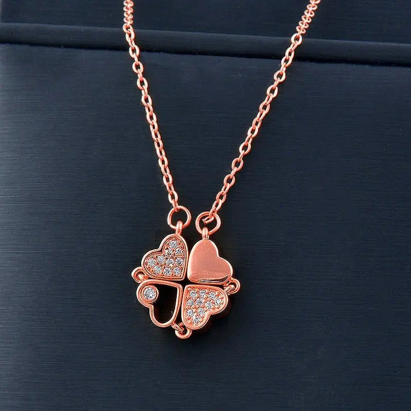 Trendy Flower Magnetic Attract Together Pendant Necklace - Blade & Thread