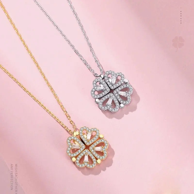 Trendy Flower Magnetic Attract Together Pendant Necklace nowadaysfashion