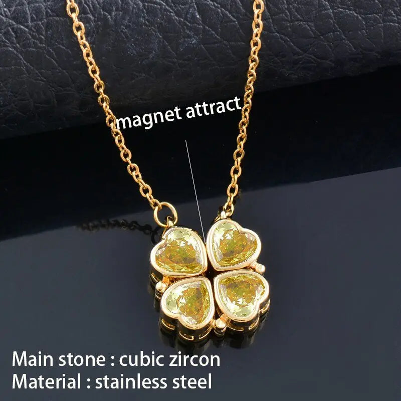 Trendy Flower Magnetic Attract Together Pendant Necklace - Blade & Thread