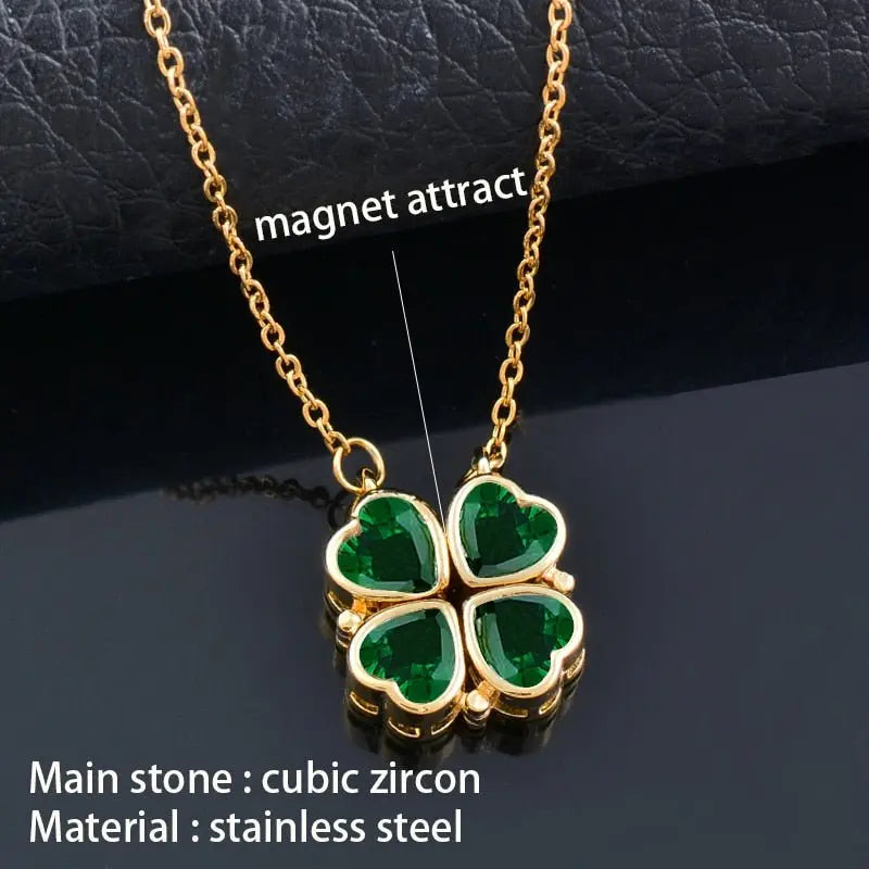 Trendy Flower Magnetic Attract Together Pendant Necklace - Blade & Thread