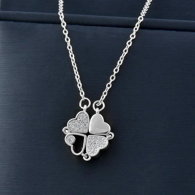 Trendy Flower Magnetic Attract Together Pendant Necklace - Blade & Thread