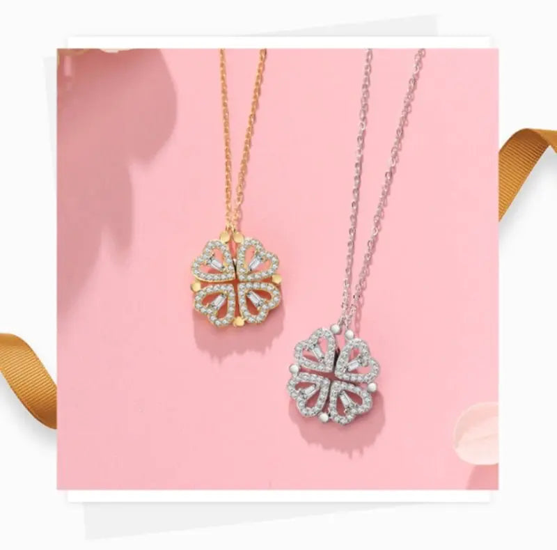 Trendy Flower Magnetic Attract Together Pendant Necklace nowadaysfashion