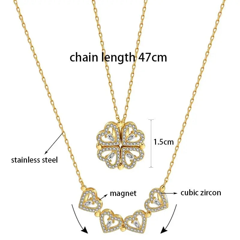 Trendy Flower Magnetic Attract Together Pendant Necklace - Blade & Thread