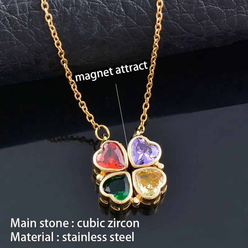 Trendy Flower Magnetic Attract Together Pendant Necklace - Blade & Thread