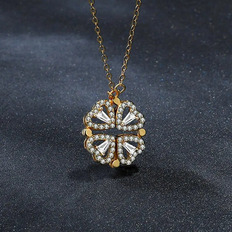 Trendy Flower Magnetic Attract Together Pendant Necklace - Blade & Thread