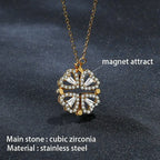 Trendy Flower Magnetic Attract Together Pendant Necklace nowadaysfashion