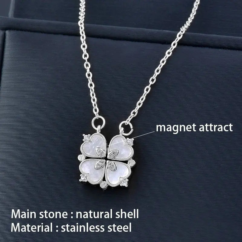 Trendy Flower Magnetic Attract Together Pendant Necklace nowadaysfashion