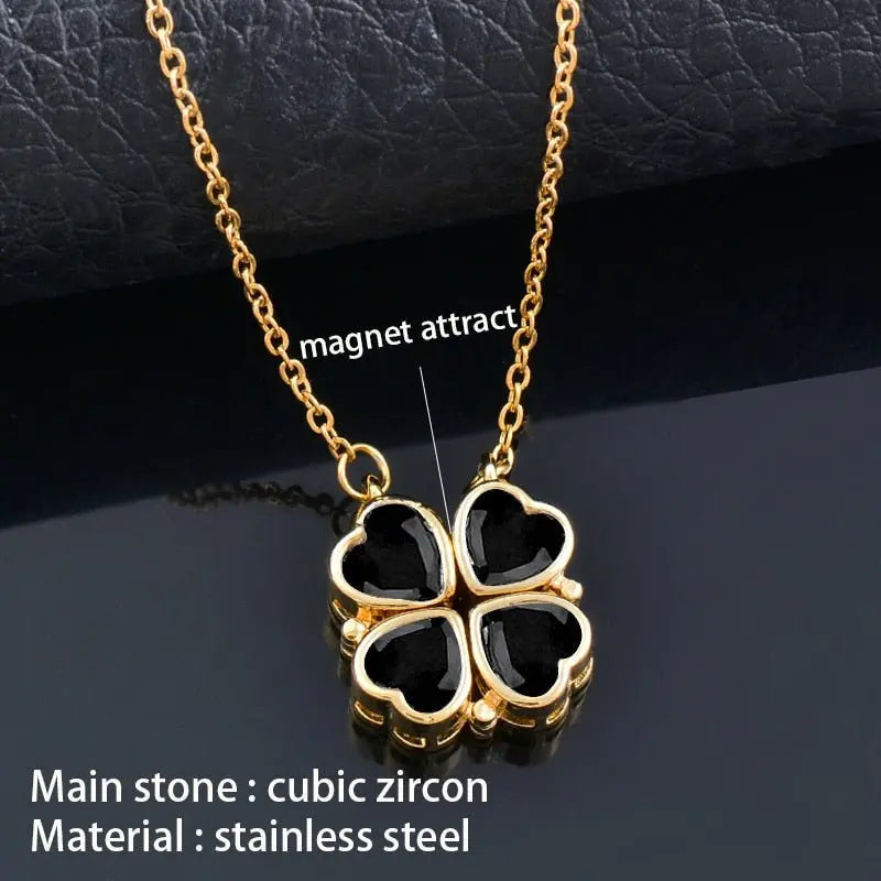 Trendy Flower Magnetic Attract Together Pendant Necklace - Blade & Thread