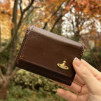 Trifold card holder cowhide card holder wallet solid color long nowadaysfashion