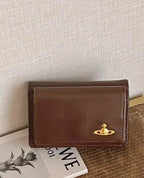 Trifold card holder cowhide card holder wallet solid color long nowadaysfashion
