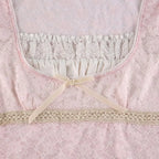 Trim Crop Top Bow Cute Sweet T Shirt Women Retro Short Sleeve Lace Patched Tshirt nowadaysfashion