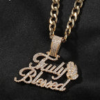 Truly Blessed Praying Hands Pendant Letter Necklace nowadaysfashion