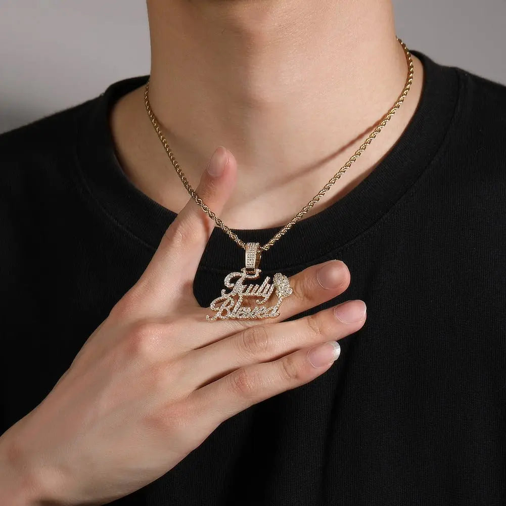 Truly Blessed Praying Hands Pendant Letter Necklace - Blade & Thread