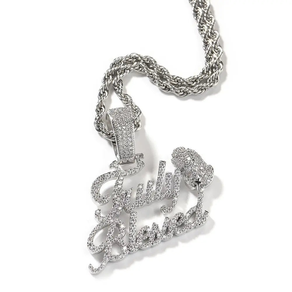 Truly Blessed Praying Hands Pendant Letter Necklace - Blade & Thread