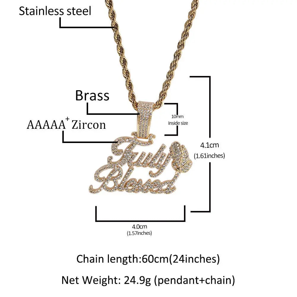 Truly Blessed Praying Hands Pendant Letter Necklace - Blade & Thread