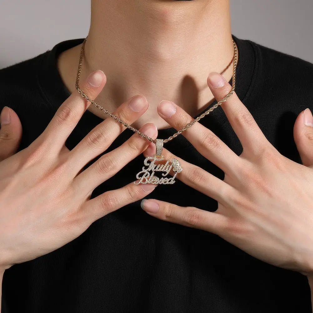 Truly Blessed Praying Hands Pendant Letter Necklace nowadaysfashion