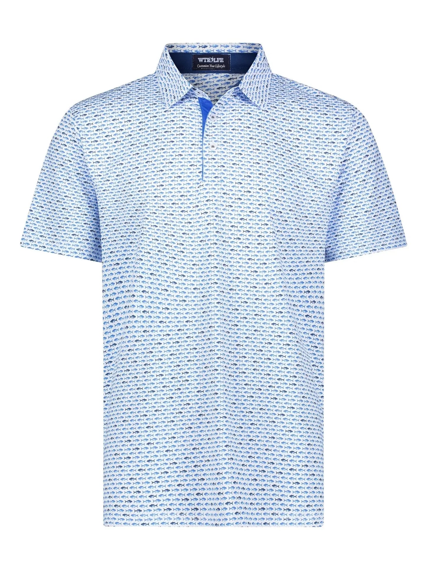 Tuna Performance Polo Light Blue Navy - Blade & Thread