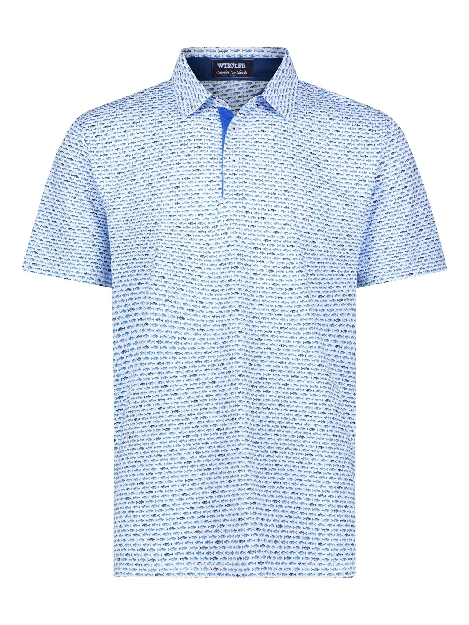 Tuna Performance Polo Light Blue Navy - Blade & Thread