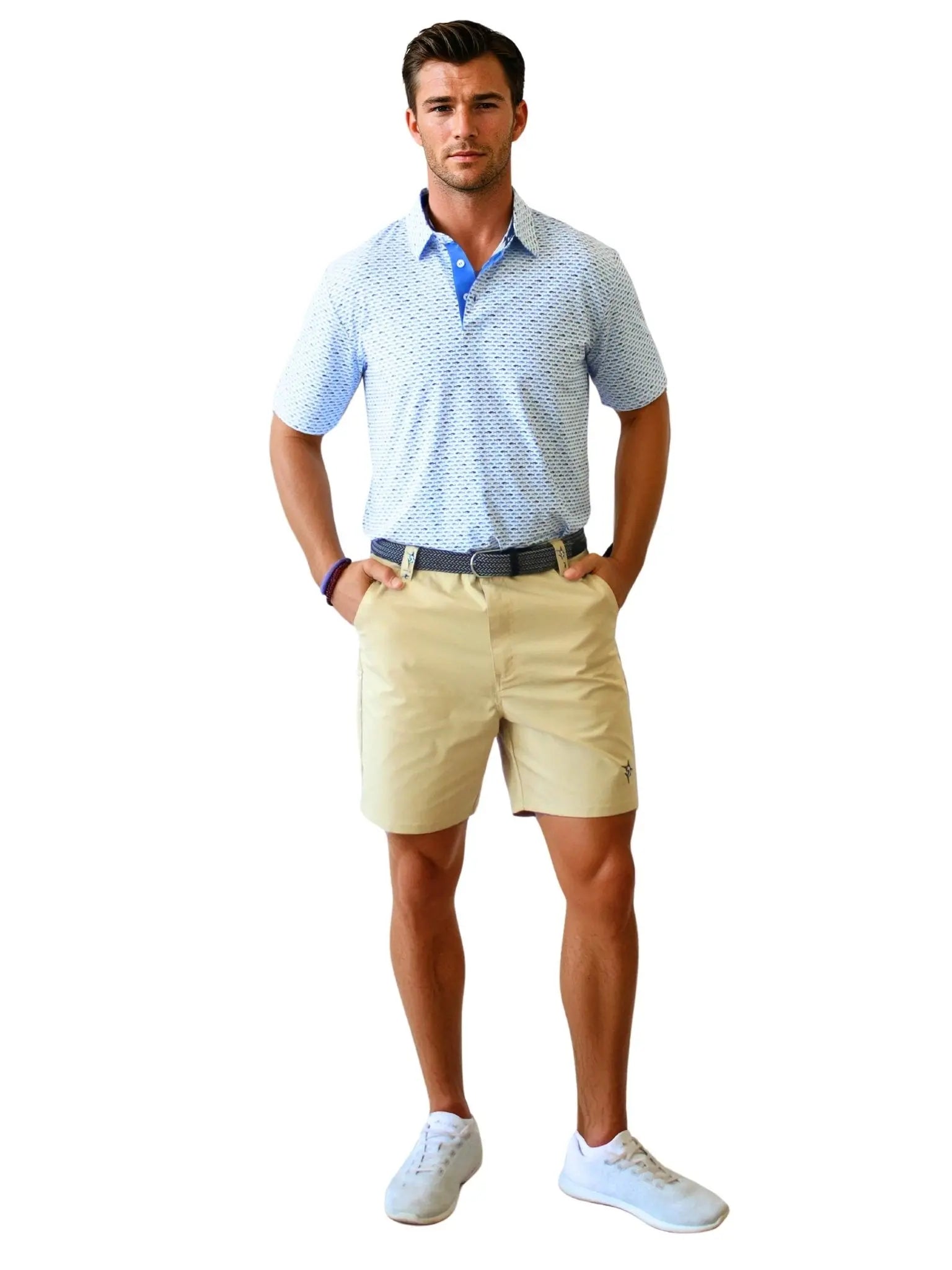Tuna Performance Polo Light Blue Navy - Blade & Thread