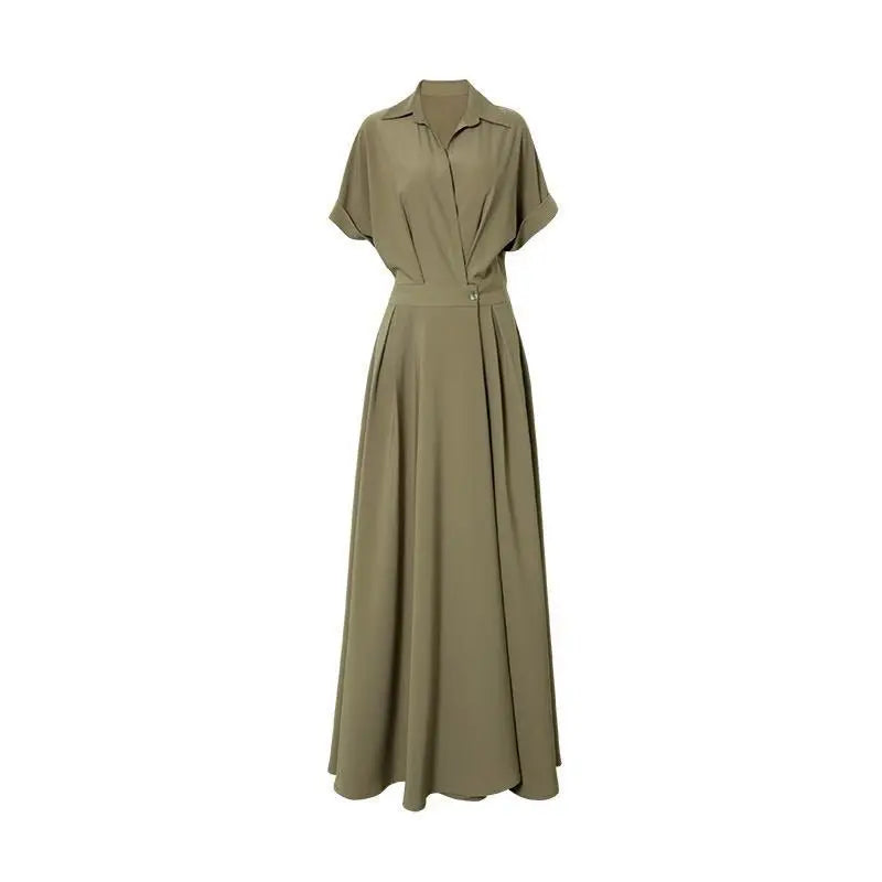 Turn-down Collar Women A-line Dress Long Sleeve Slim Waist Vestidos - Blade & Thread
