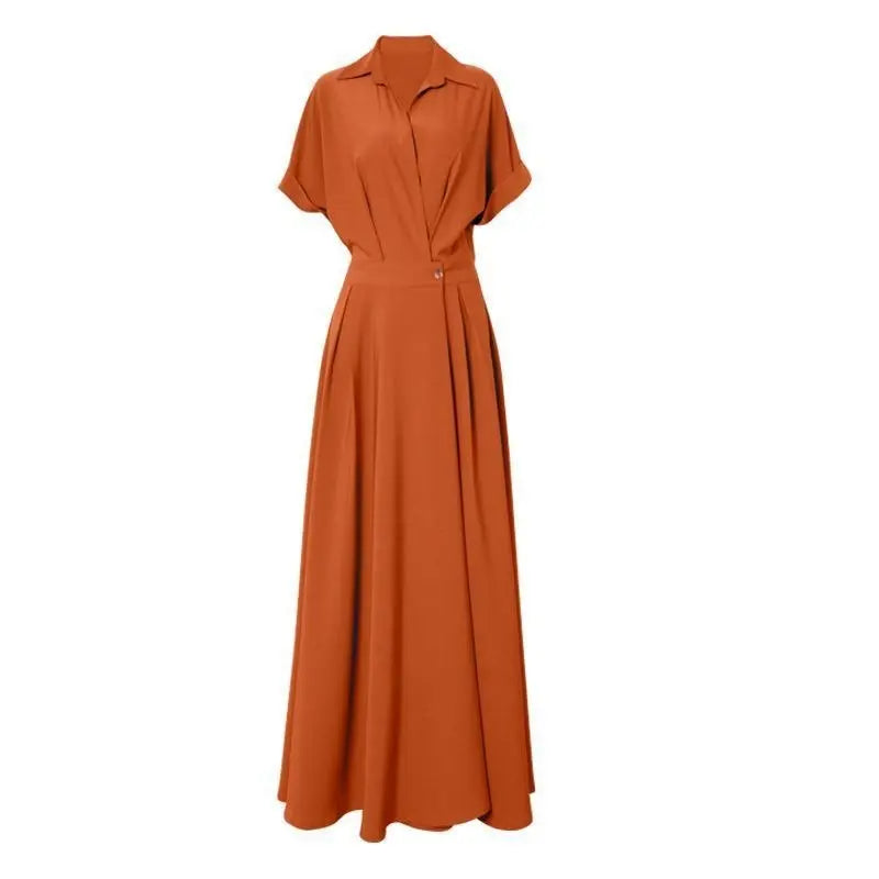 Turn-down Collar Women A-line Dress Long Sleeve Slim Waist Vestidos - Blade & Thread