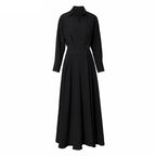 Turn-down Collar Women A-line Dress Long Sleeve Slim Waist Vestidos nowadaysfashion