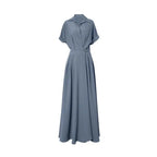 Turn-down Collar Women A-line Dress Long Sleeve Slim Waist Vestidos nowadaysfashion